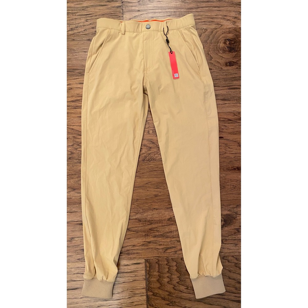 Redvanly Mens Golf Joggers Tan Khaki Performance Stretch Pants Size Small NWT